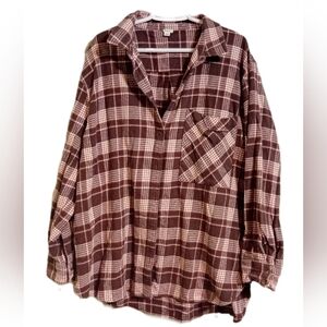 Aerie Casual Brown Checkered Shirt